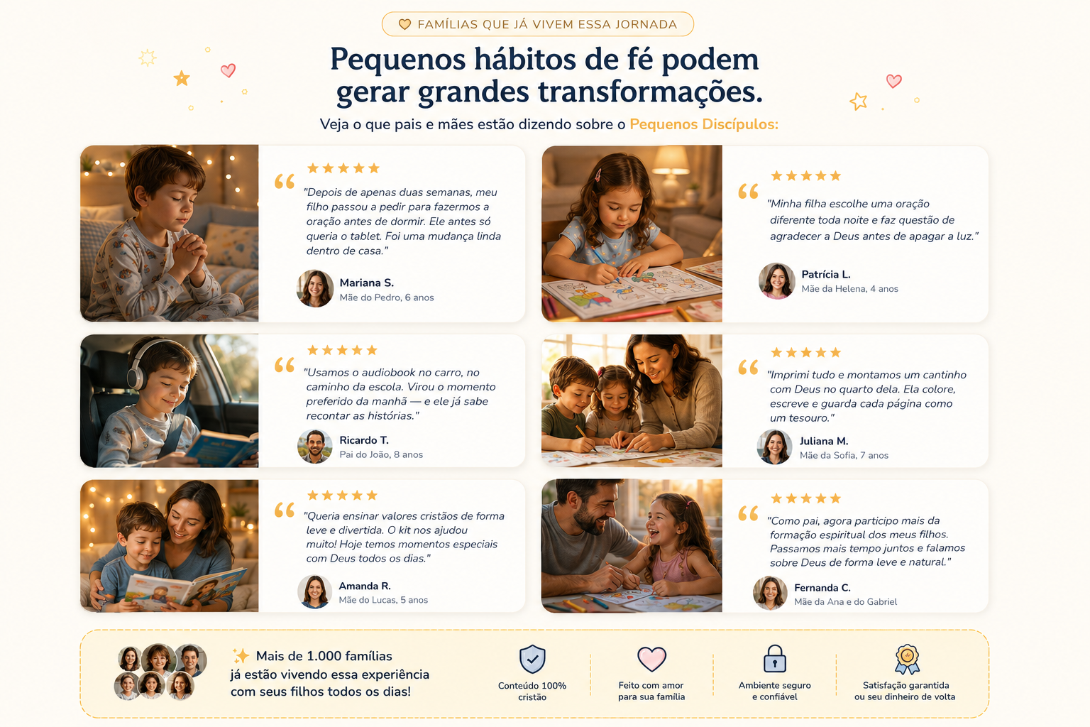Depoimentos de famílias sobre o Pequenos Discípulos